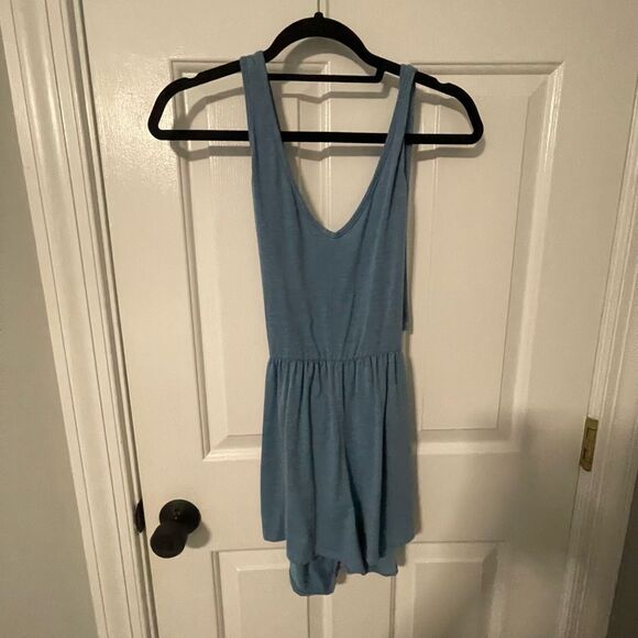 Rolla Coaster Blue Open Back Romper - Picture 1 of 3